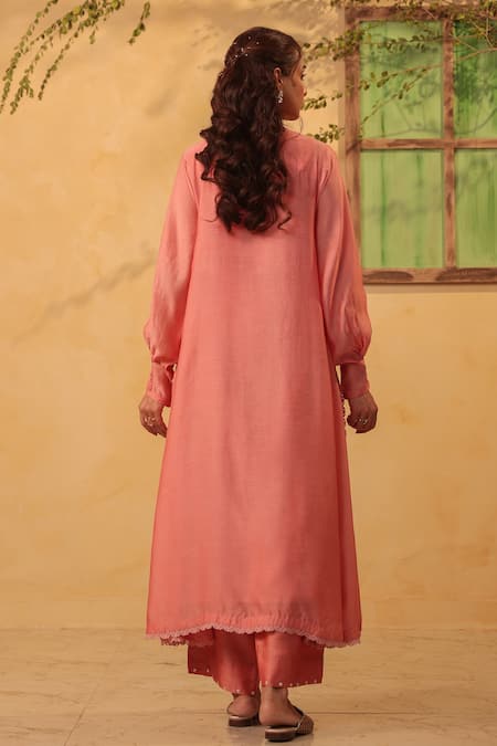Label Niti Bothra Pink Embroidered Kurta & Pant Set 