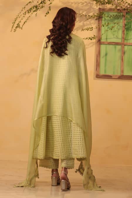 Label Niti Bothra Green Panelled Anarkali Set 