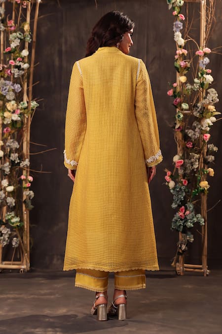 Label Niti Bothra Yellow Tie Up Kurta & Pant Set 