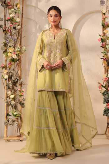 Label Niti Bothra Embroidered Kurta Sharara Set 