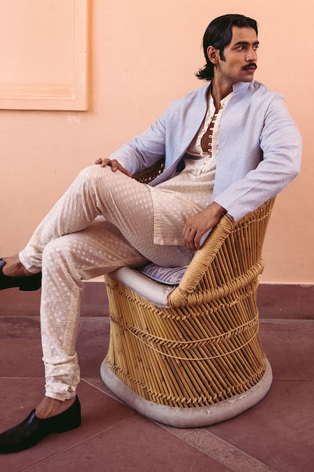 Nafs Chevron Pattern Jacket & Kurta Set 