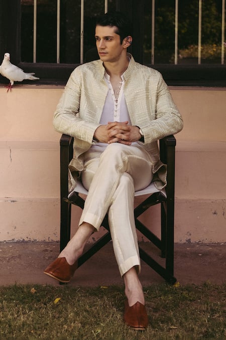 Nafs Embroidered Jacket With Short Kurta Set 