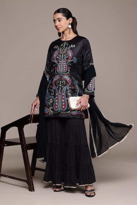 Ritu Kumar Kalgi Embroidered Kurta Sharara Set 