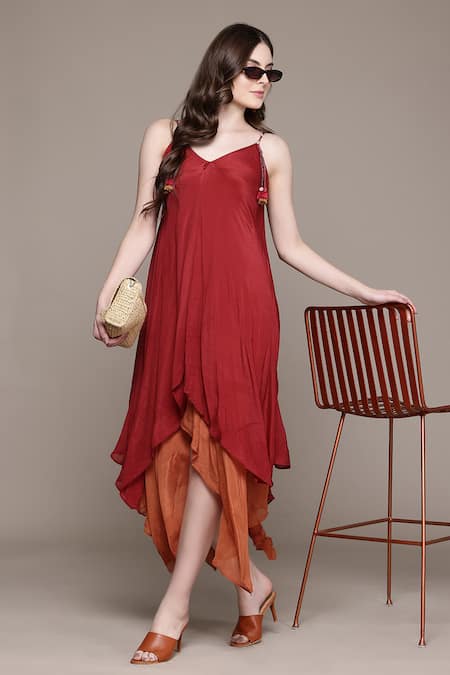 Ritu Kumar Cascade Asymmetric Hem Midi Dress 