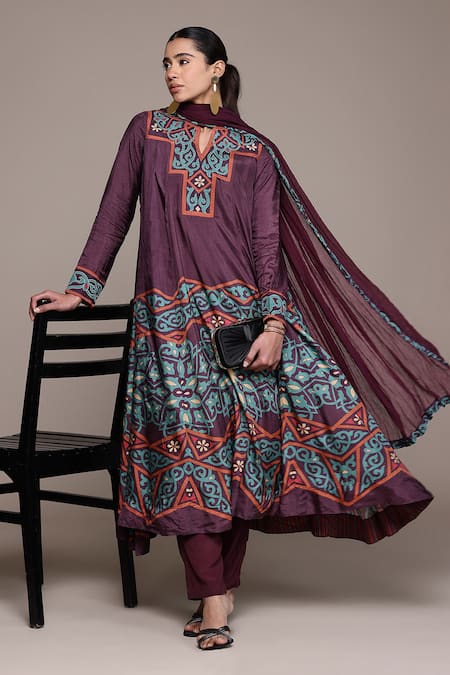 Ritu Kumar Meera Quilting Geometric Print Anarkali Set 