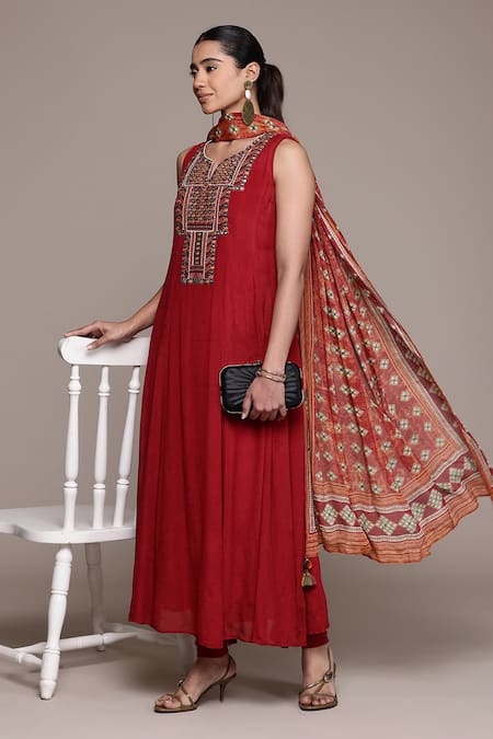 Ritu Kumar Achhara Solid Anarkali Set 