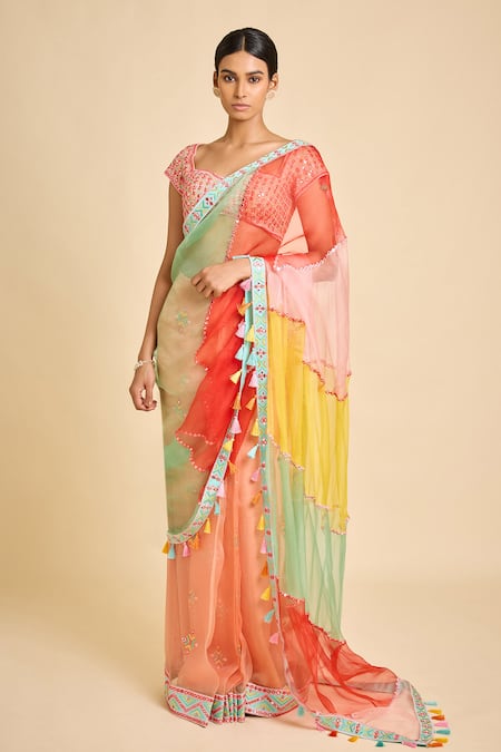 Surily G Tassel Border Saree & Blouse Set 