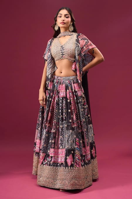 Samyukta Singhania Multi Print Lehenga Set 