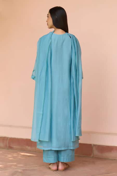 Vaayu Powder Blue Embroidered Kurta Set 
