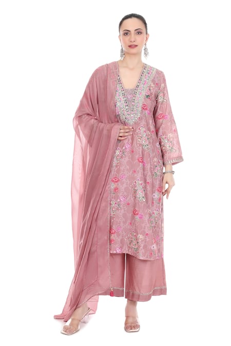 Tanu Malhotra Bloom Print Straight Kurta Set 