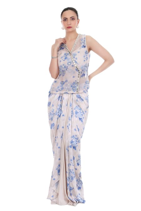 Tanu Malhotra Floral Print Jacket Skirt Set 