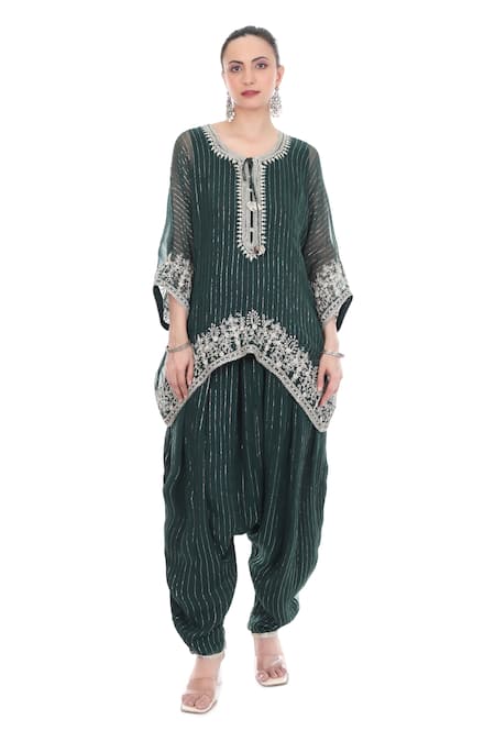 Tanu Malhotra Embroidered Yoke Kaftan Set 