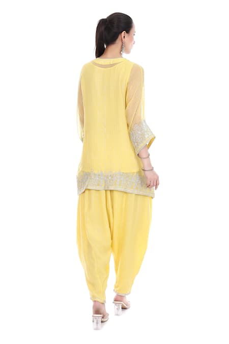 Tanu Malhotra Embroidered Kaftaan & Pant Set 