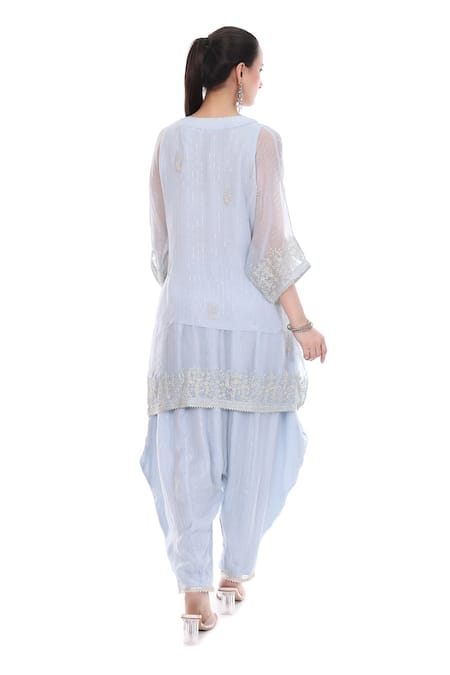 Tanu Malhotra Tonal Embroidered Kaftan Set 