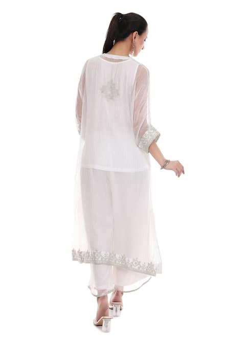 Tanu Malhotra Tonal Embroidered Kaftan Set 