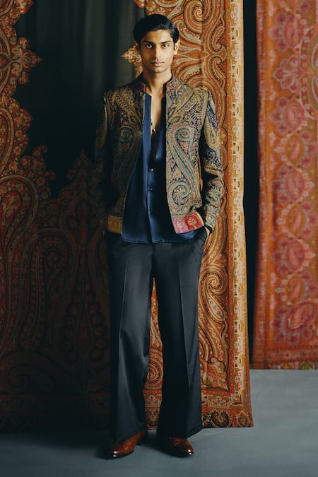 Dolly J Safar Kashida Raw Silk Bandhgala Set  