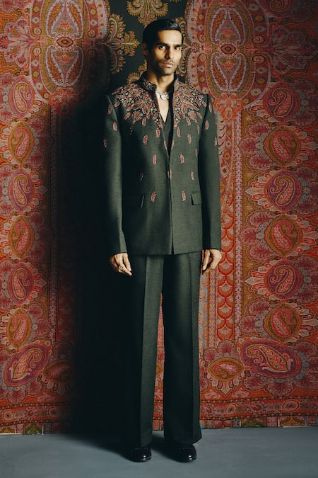 Dolly J Kashida Obsidian Embroidered Bandhgala Set 