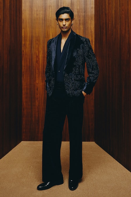 Dolly J Midnight Paisley Velvet Blazer Set 