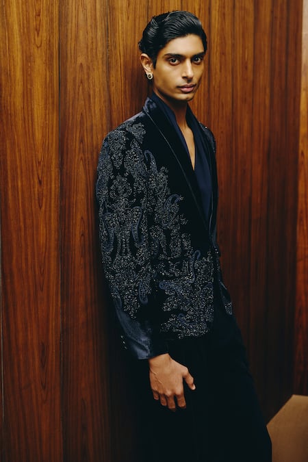 Dolly J Midnight Paisley Velvet Blazer Set 