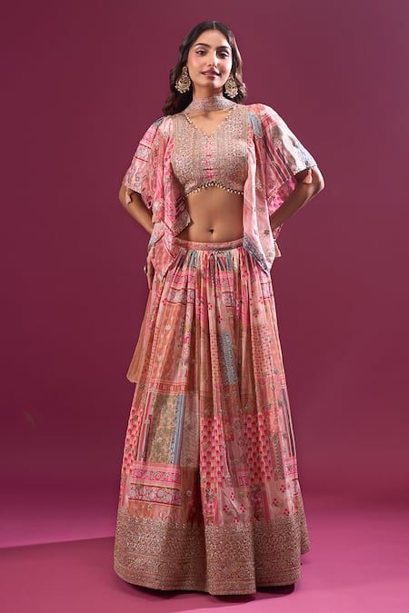 Samyukta Singhania Printed Lehenga Set With Choker Dupatta 