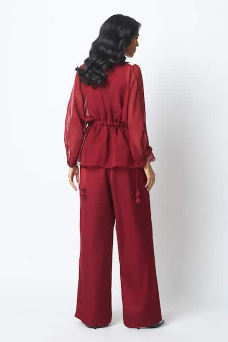 Madder Much Carla Sheer Tie Up Jacket & Pant Set 