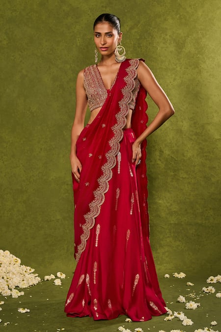 Chamee & Palak Amal Jamewar Pre-Draped Lehenga Saree Set 