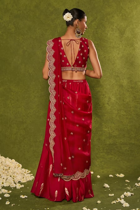 Chamee & Palak Amal Jamewar Pre-Draped Lehenga Saree Set 