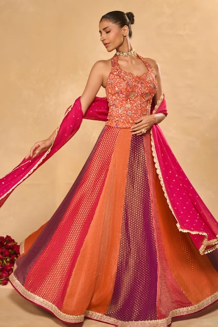 Chamee & Palak Asma Jamewar Panelled Lehenga Set 