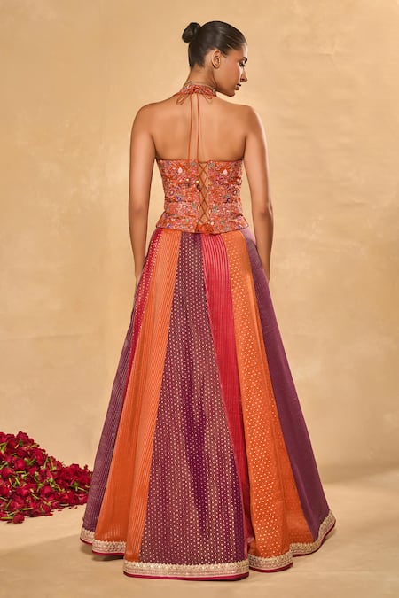 Chamee & Palak Asma Jamewar Panelled Lehenga Set 