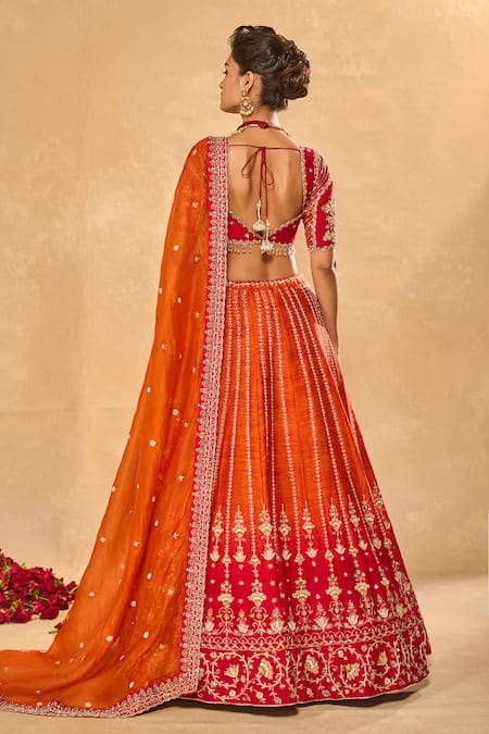 Chamee & Palak Aariana Embellished Ombre Lehenga Set 