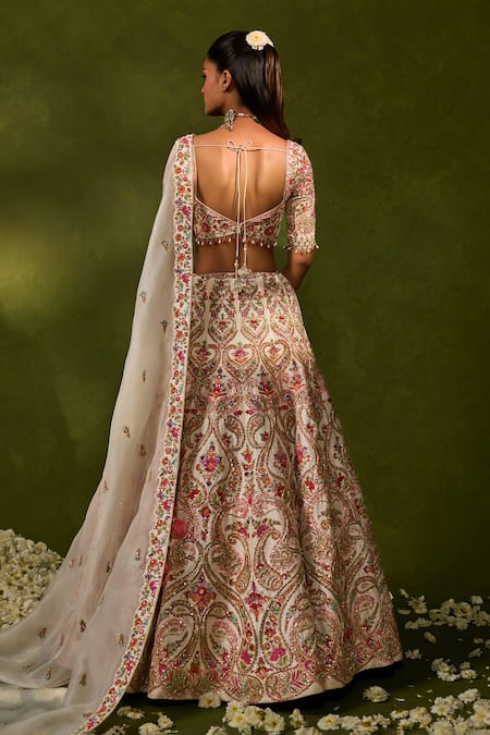 Chamee & Palak Saisha Embroidered Raw Silk Bridal Lehenga Set 