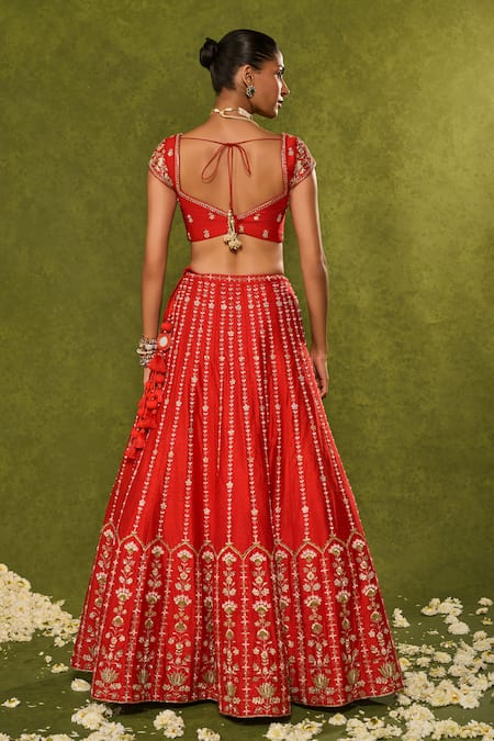 Chamee & Palak Anandi Embroidered Raw Silk Lehenga Set 