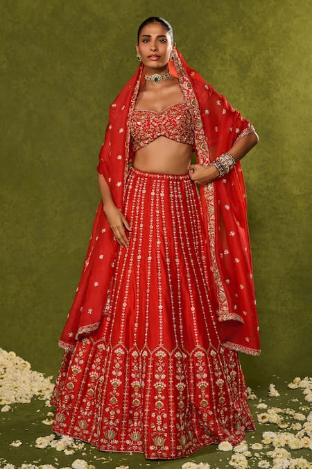 Chamee & Palak Anandi Embroidered Raw Silk Lehenga Set 