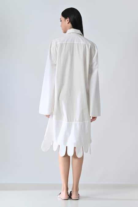 Samant Chauhan Crimson Leaf Cotton Silk Dress 