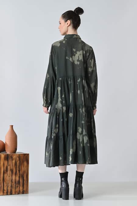 Samant Chauhan Forest Print Tiered Dress 