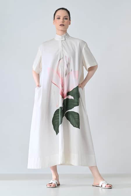 Samant Chauhan Blossom Print Cotton Shirt Dress 