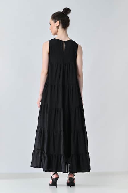 Samant Chauhan Floral Embroidered Cotton Silk Dress 