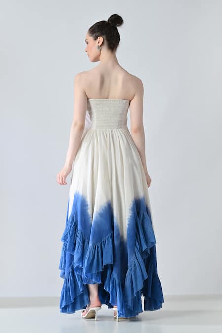 Samant Chauhan Ombre Layered Ruffle Strapless Dress 