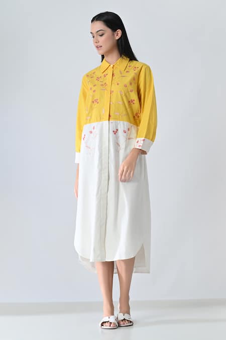 Samant Chauhan Sunlit Bloom High Low Shirt Dress 
