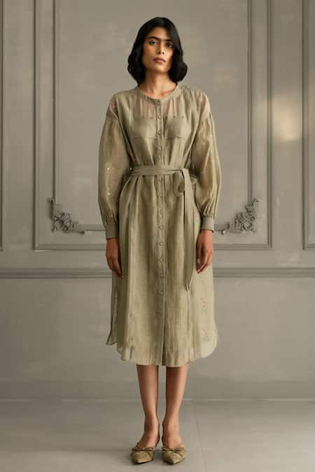 Arcvsh By Pallavi Singh Hand Embroidered Dress & Belt Set 