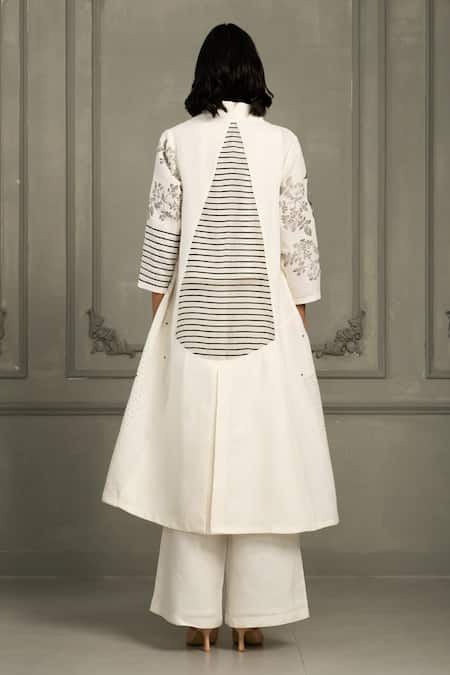 Arcvsh By Pallavi Singh Hand Block Print Linen Jacket Pant Set 