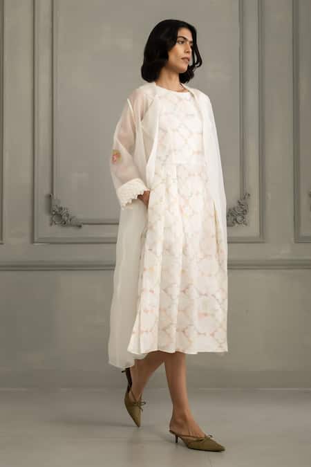 Arcvsh By Pallavi Singh Hand Block Print Dress & Jacket Set 