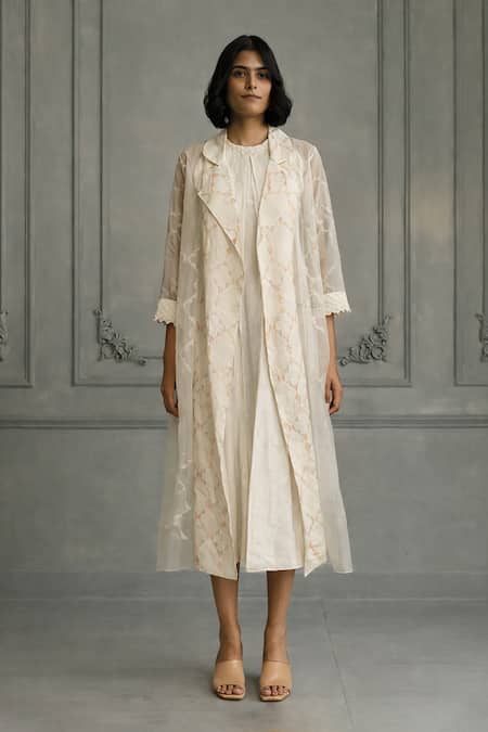 Arcvsh By Pallavi Singh Hand Embroidered Jacket & Dress Set 