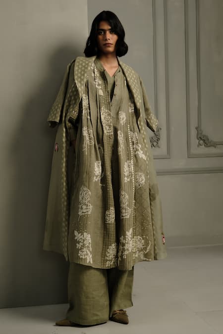 Arcvsh By Pallavi Singh Hand Block Print Linen Dress & Pant Set 