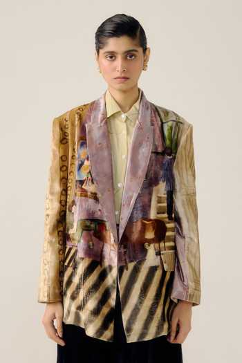 Cord Living Room Print Oversized Blazer 