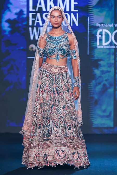 Jigar & Nikita Neel Kamdhenu Embroidered Lehenga Set 