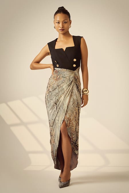 Neetiandmudita Mosaic Mist Print Dress 
