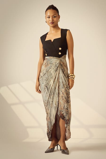 Neetiandmudita Mosaic Mist Print Dress 