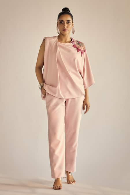 Neetiandmudita Placed Embroidered Top Pant Set 