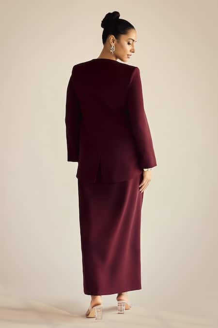 Neetiandmudita Placed Embellished Blazer & Skirt Set 